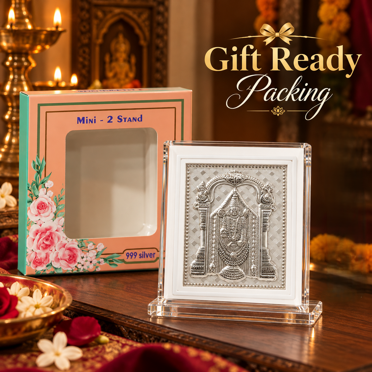 999 silver pure Tirupati Balaji Deity Frame | Religious Frame for Pooja, Home Temple & Office | Gift Ready