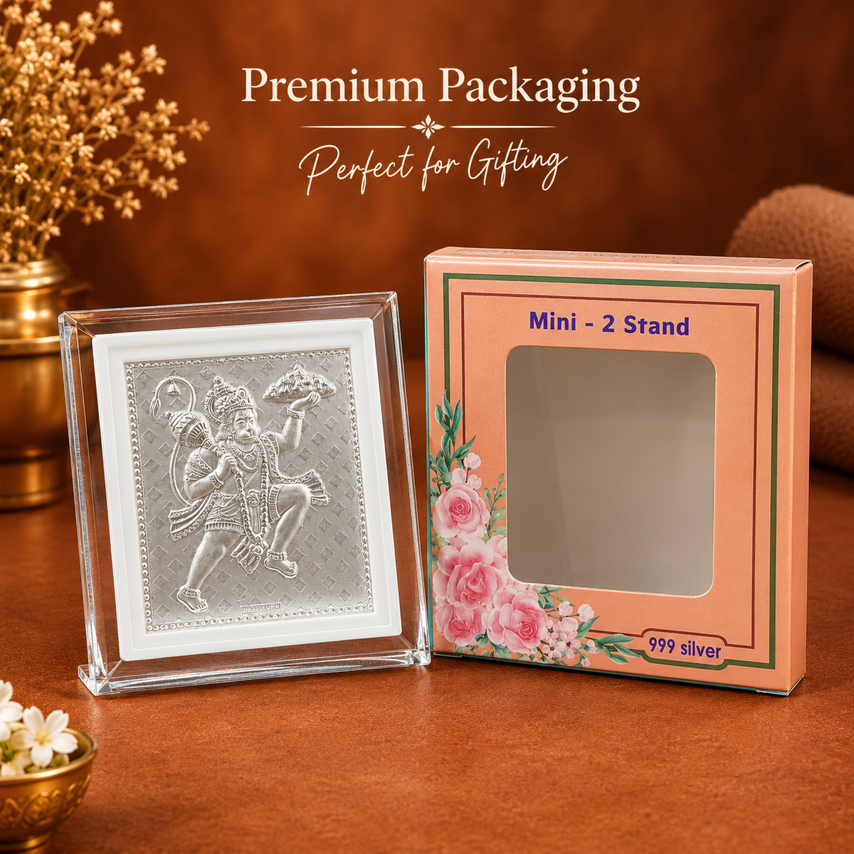 999 Pure Silver God Hanuman Frame for Pooja, Home, Temple & Gifting