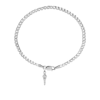 Akshat Sapphire 92.5% pure Sterling Silver Curb Designer Bracelet with Hanuman Gada for Men & Boys