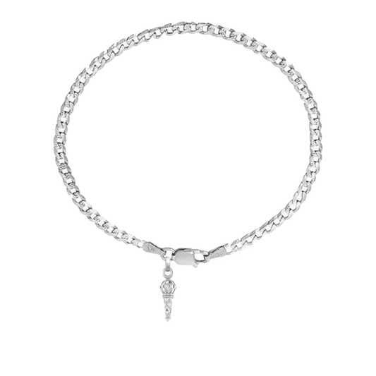 Akshat Sapphire 92.5% pure Sterling Silver Curb Designer Bracelet with Hanuman Gada for Men & Boys