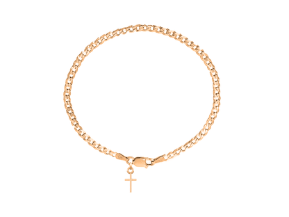 22KT gold plated 92.5% pure Sterling Silver Curb Designer Bracelet with Charm Jesus for Men & Boys