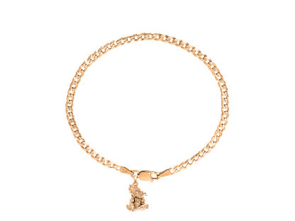 Akshat Sapphire 22KT gold plated  92.5% pure Sterling Silver Curb Designer Bracelet with Charm Ganesh for Men & Boys