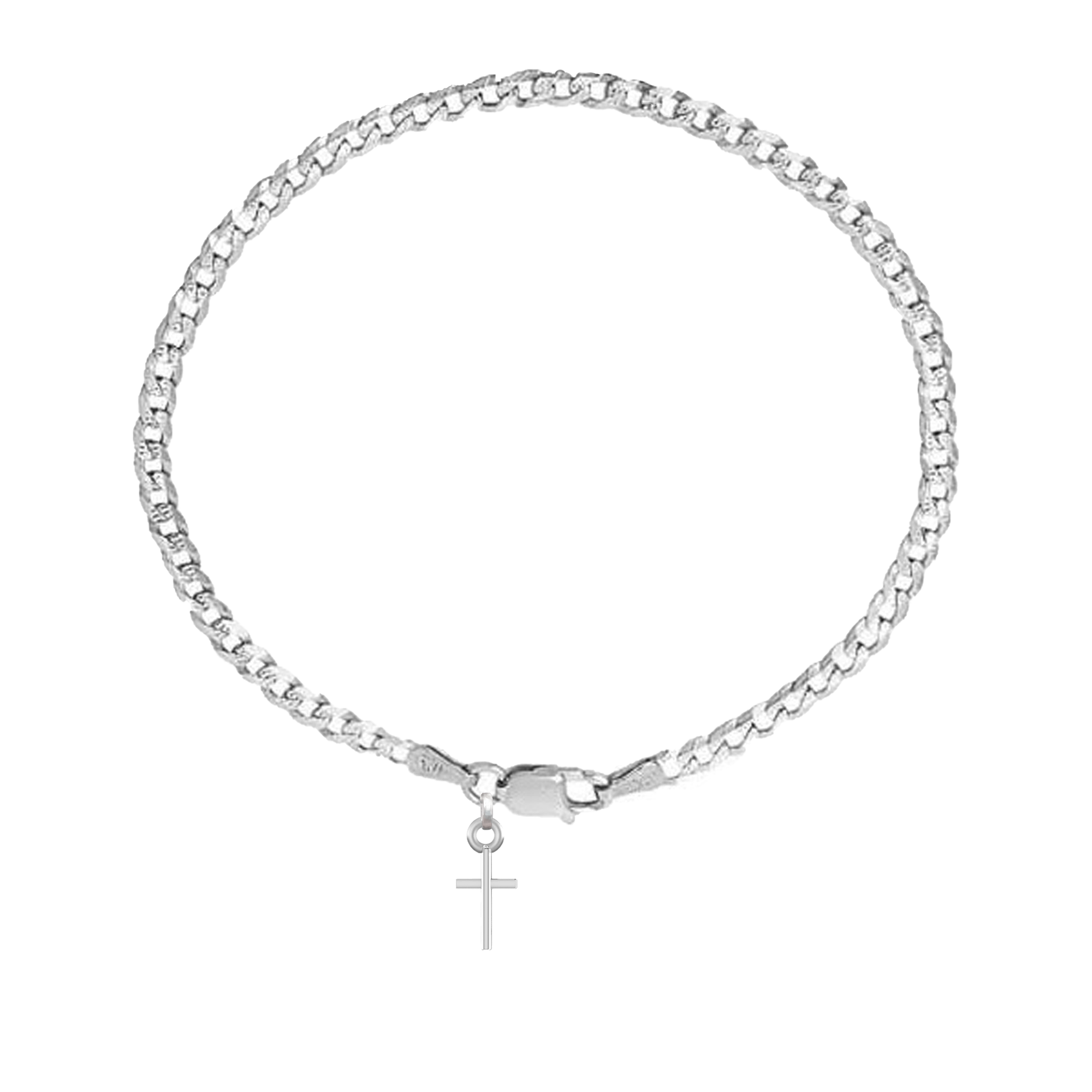 Akshat Sapphire 92.5% pure Sterling Silver Curb Designer Bracelet with Charm Jesus for Men & Boys