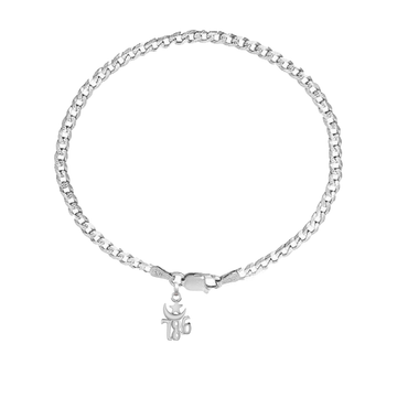 Akshat Sapphire 92.5% pure Sterling Silver Curb Designer Bracelet with religious 786 charm for Men & Boys