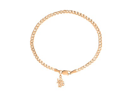 22KT gold plated 92.5% pure Sterling Silver Curb Designer Bracelet with religious 786 charm for Men & Boys