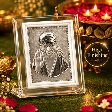 999 Marked Silver Deity Frame | Shirdi Sai Baba Religious Frame for Pooja, Home Temple & Office | Gift Ready Pack