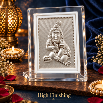 999 Pure Silver Bal Krishna Laddu Gopal Frame