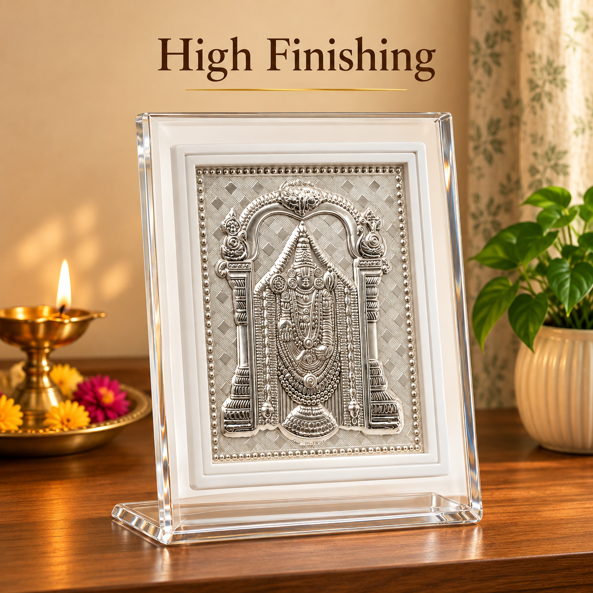 999 silver pure Tirupati Balaji Deity Frame | Religious Frame for Pooja, Home Temple & Office | Gift Ready