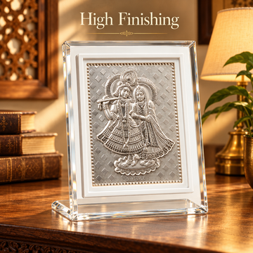 999 Pure Silver Radha Krishna Frame for Pooja, Home, Temple & Gifting