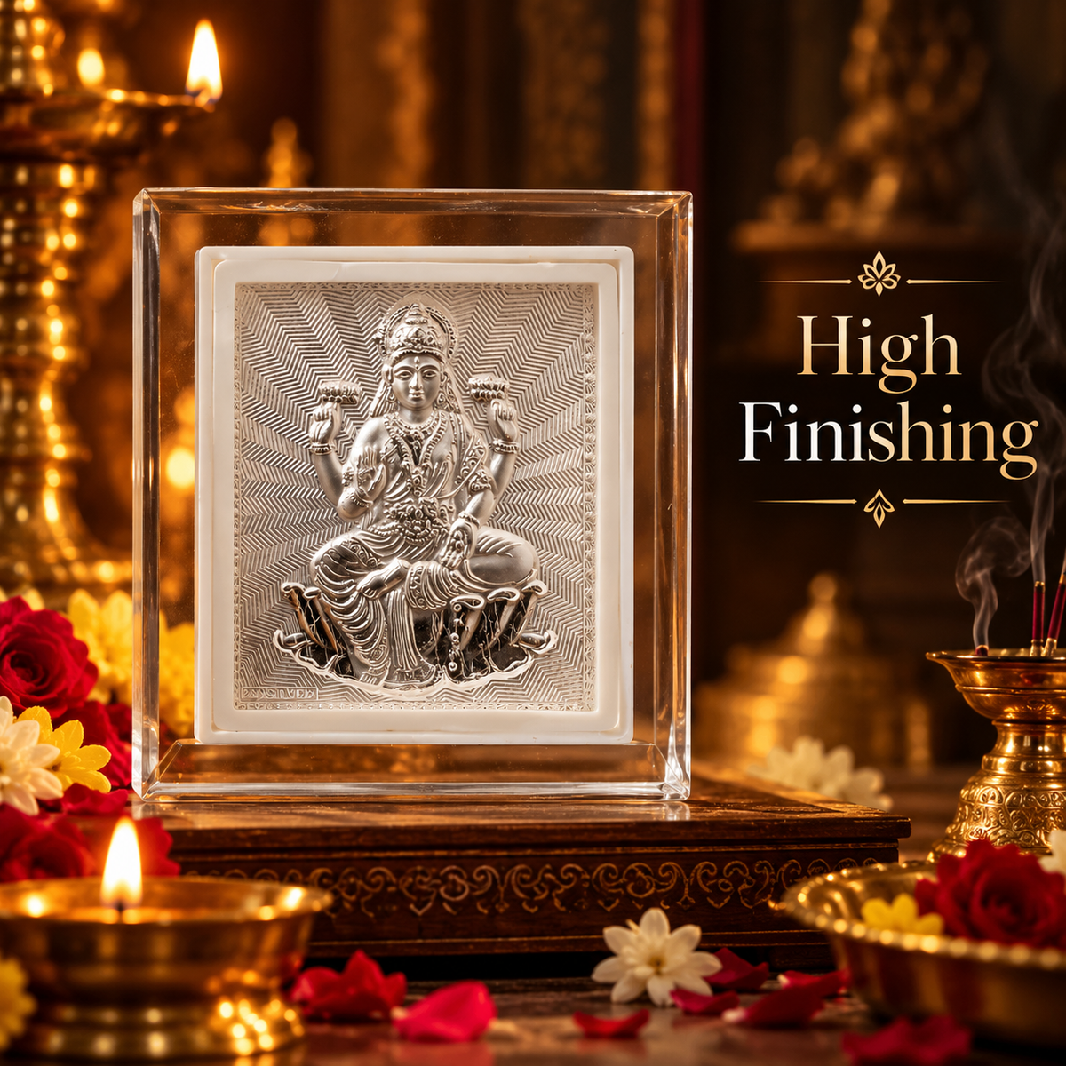 999 Pure Silver Goddes Laxmi Maa Frame with 999 Marking for Pooja, Home Temple, Diwali & Gifting