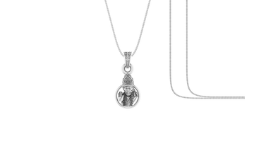 AKSHAT SAPPHIRE Sterling Silver (Silver with 92.5% purity) God Shree Sai Baba chain Pendant (Pendant with Box Chain) for Men & Women Pure Sterling Silver Lord Sai Baba chain Locket For Good Wealth & Health Akshat Sapphire