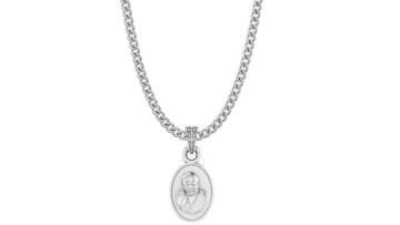 AKSHAT SAPPHIRE Sterling Silver (Silver with 92.5% purity) God Shree Sai Baba chain Pendant (Pendant with Curb Chain-22 inches) for Men & Women Pure Sterling Silver Lord Sai Baba chain Locket For Good Wealth & Health Akshat Sapphire