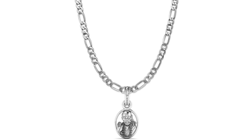 AKSHAT SAPPHIRE Sterling Silver (Silver with 92.5% purity) God Shree Sai Baba chain Pendant (Pendant with Figaro Chain-22 inches) for Men & Women Pure Sterling Silver Lord Sai Baba chain Locket For Good Wealth & Health Akshat Sapphire