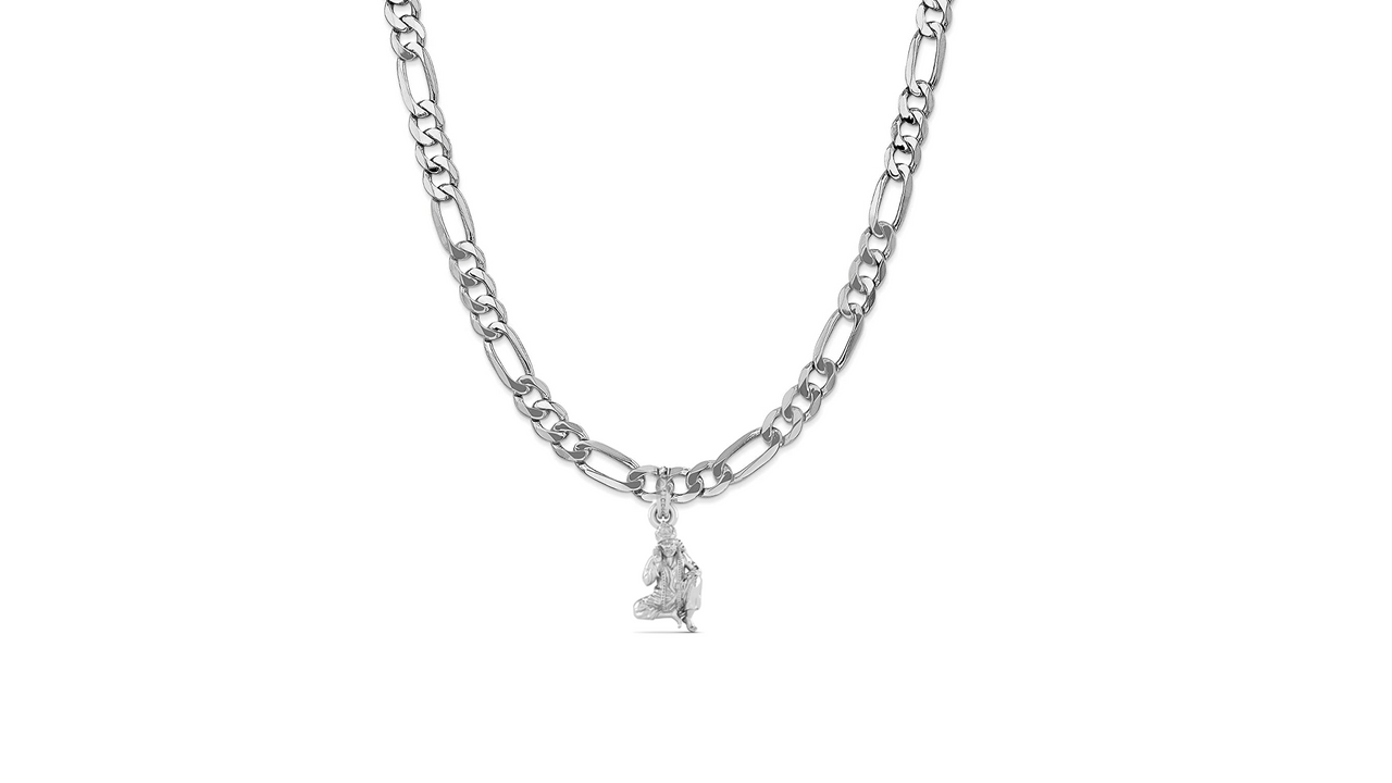 AKSHAT SAPPHIRE Sterling Silver (Silver with 92.5% purity) God Shree Sai Baba chain Pendant (Pendant with Figaro Chain-22 inches) for Men & Women Pure Sterling Silver Lord Sai Baba chain Locket For Good Wealth & Health Akshat Sapphire
