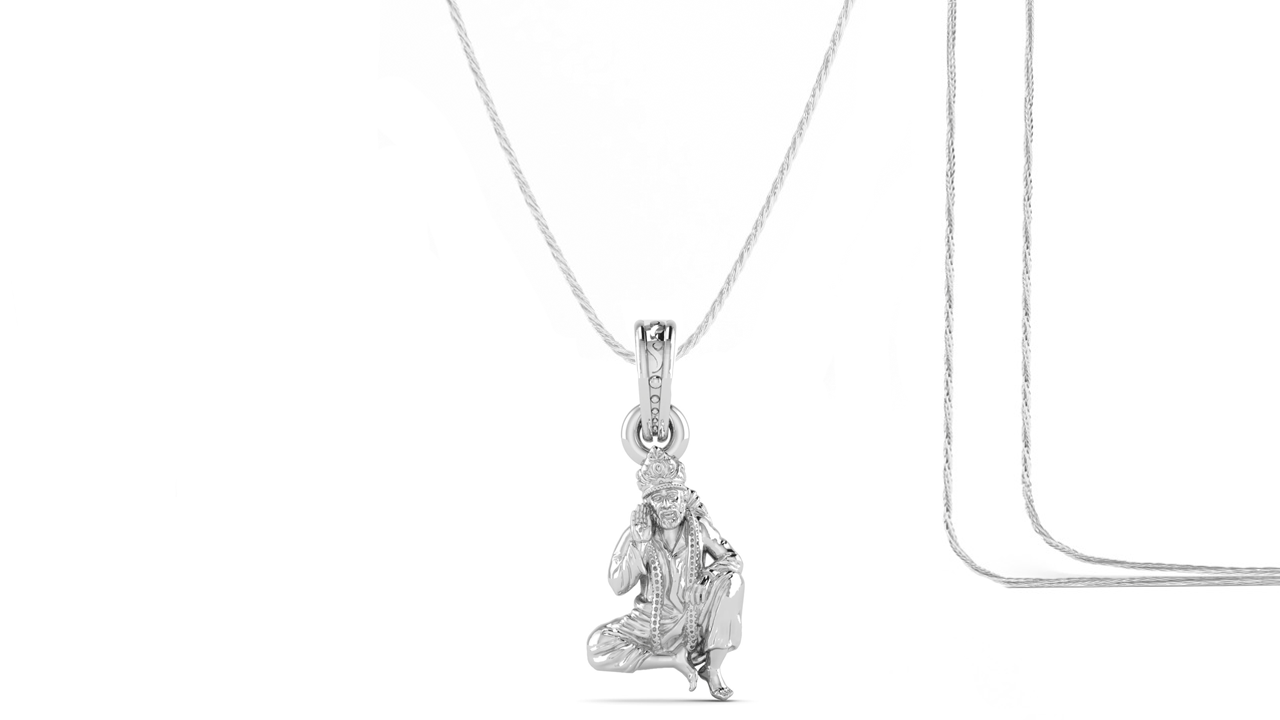 AKSHAT SAPPHIRE Sterling Silver (Silver with 92.5% purity) God Shree Sai Baba chain Pendant (Pendant with Rope Chain) for Men & Women Pure Sterling Silver Lord Sai Baba chain Locket For Good Wealth & Health Akshat Sapphire