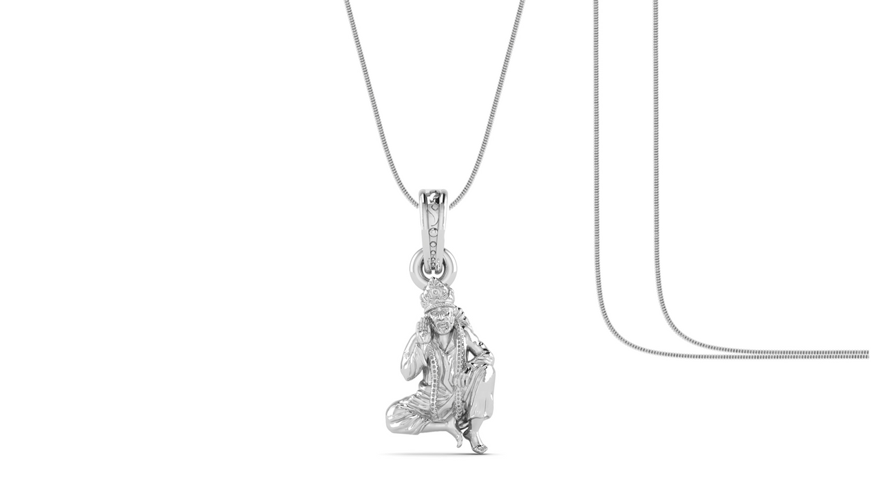 AKSHAT SAPPHIRE Sterling Silver (Silver with 92.5% purity) God Shree Sai Baba chain Pendant (Pendant with Snake Chain) for Men & Women Pure Sterling Silver Lord Sai Baba chain Locket For Good Wealth & Health Akshat Sapphire