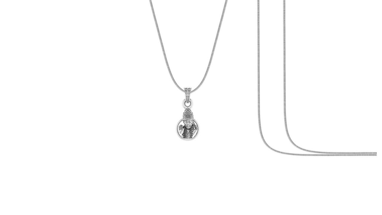 AKSHAT SAPPHIRE Sterling Silver (Silver with 92.5% purity) God Shree Sai Baba chain Pendant (Pendant with Snake Chain) for Men & Women Pure Sterling Silver Lord Sai Baba chain Locket For Good Wealth & Health Akshat Sapphire
