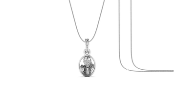 AKSHAT SAPPHIRE Sterling Silver (Silver with 92.5% purity) God Shree Sai Baba chain Pendant (Pendant with Snake Chain) for Men & Women Pure Sterling Silver Lord Sai Baba chain Locket For Good Wealth & Health Akshat Sapphire