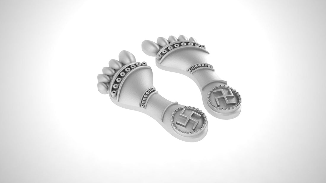 Akshat Sapphire Sterling Silver (92.5% purity) God Laxmi charan Paduka, Pure Silver Maa Lakshmi charan Paduka for wealth and prosperity Akshat Sapphire