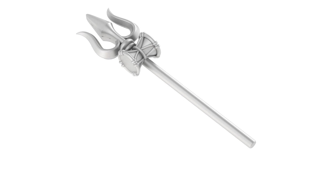 Akshat Sapphire Sterling Silver (92.5% purity) Trishul, Pure Silver shiva Trishul for worship Akshat Sapphire