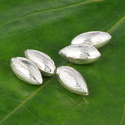 Silver (98% purity) Holy and sacred cardamom 5 Quantity for Pooja and Gift, Pure Silver Elaichi for temple and worship