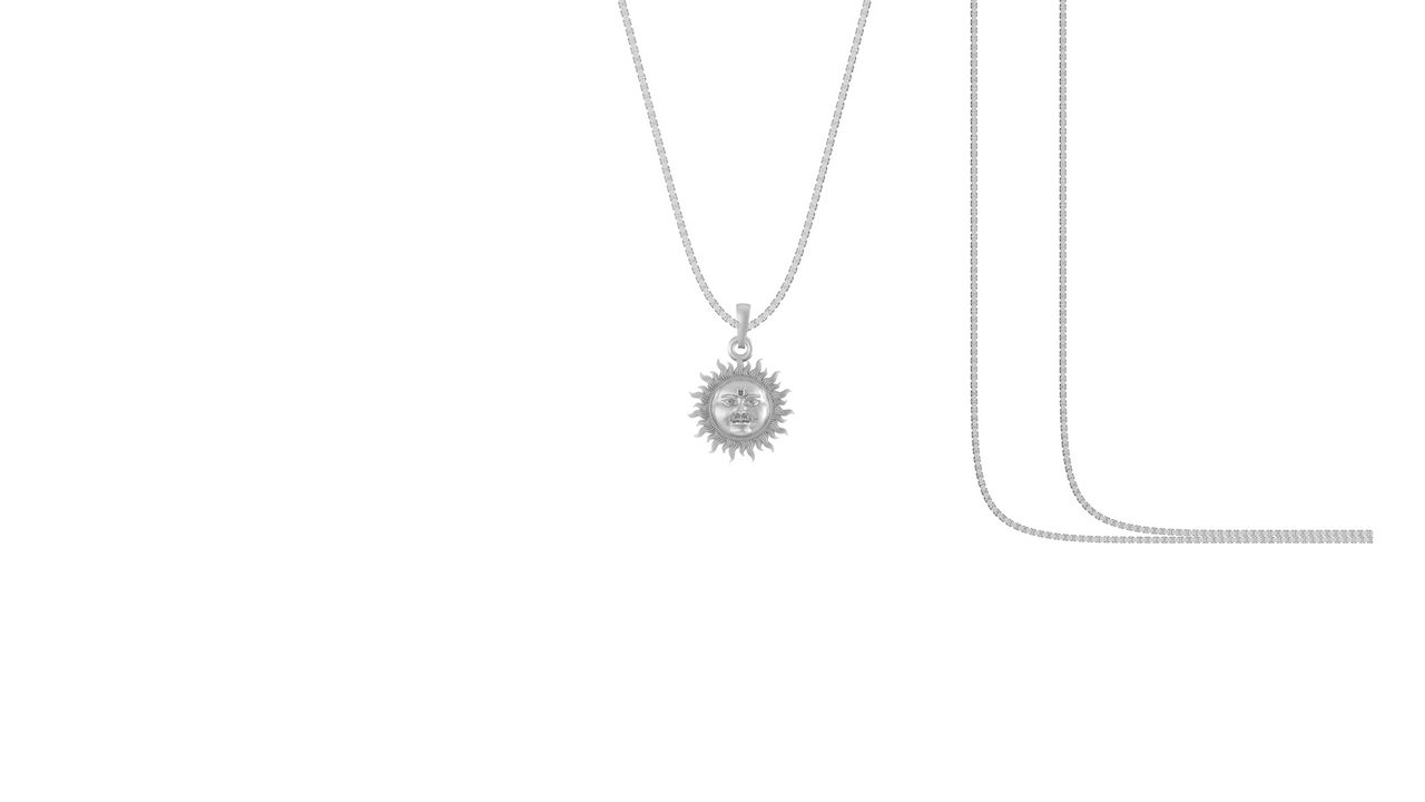 Akshat Sapphire Sterling Silver (92.5% purity) Divine God Sun Chain Pendant  (Pendant with Box Chain) for Men & Women Pure Silver Lord Surya Chain Locket for Good Health & Wealth Akshat Sapphire