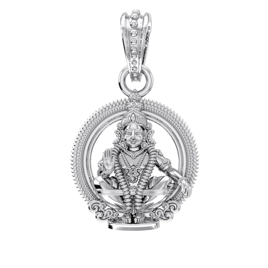 Akshat Sapphire Sterling Silver (92.5% purity) God Ayyappa Pendant for Men & Women Pure Silver Lord Ayyappa Locket for Good Health & Wealth Akshat Sapphire