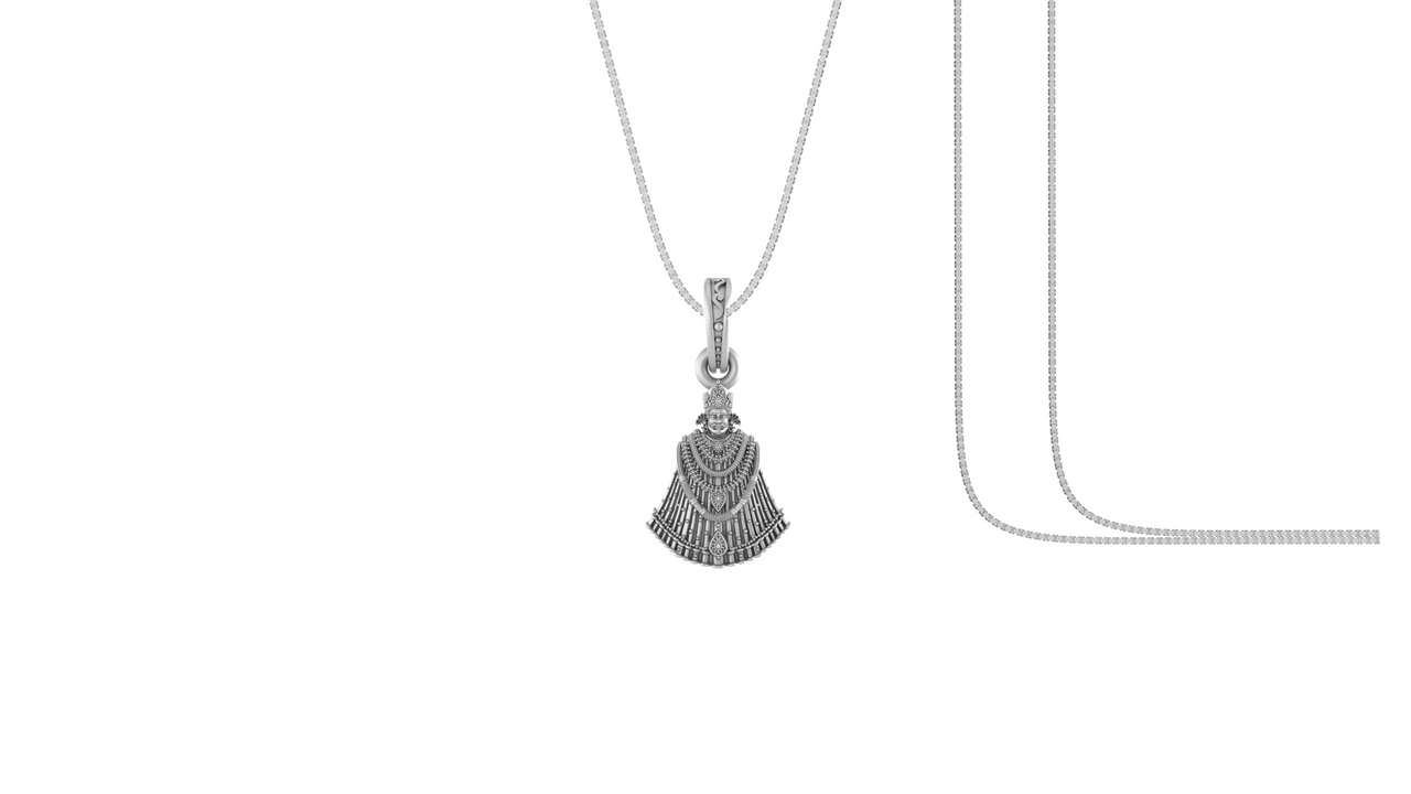 Akshat Sapphire Sterling Silver (92.5% purity) God Baba Khatu Shyam Chain Pendant (Pendant with Box Chain) for Men & Women Pure Silver Lord Baba Khatu Shyam Chain Locket for Good Health & Wealth Akshat Sapphire