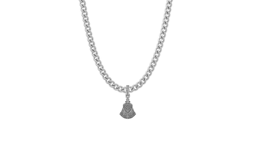 Akshat Sapphire Sterling Silver (92.5% purity) God Baba Khatu Shyam Chain Pendant (Pendant with Curb Chain-22 inches) for Men & Women Pure Silver Lord Baba Khatu Shyam Chain Locket for Good Health & Wealth Akshat Sapphire