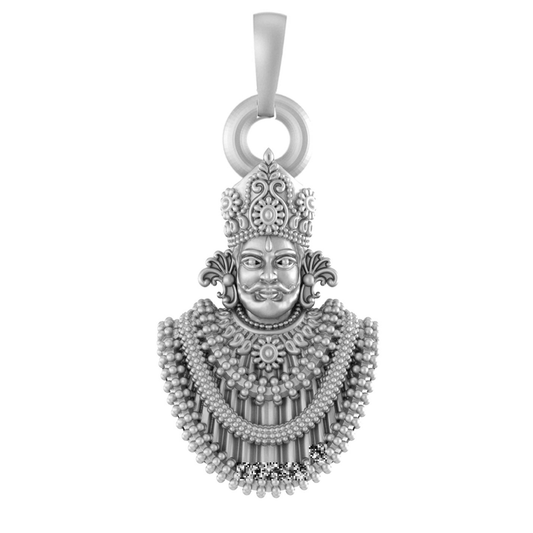 Akshat Sapphire Sterling Silver (92.5% purity) God Baba Khatu Shyam Pendant for Men & Women Pure Silver Lord Baba Khatu Shyam Locket for Good Health & Wealth Akshat Sapphire