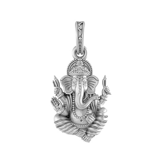 Akshat Sapphire Sterling Silver (92.5% purity) God Ganesh Pendant for Men & Women Pure Silver Lord Ganapathy Locket for Good Health & Wealth Akshat Sapphire