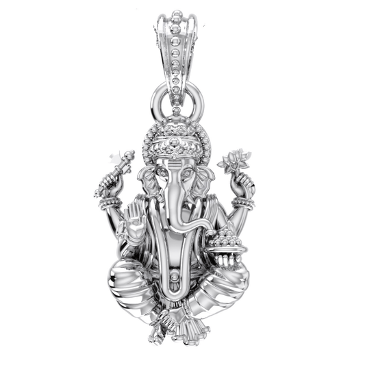 Akshat Sapphire Sterling Silver (92.5% purity) God Ganesh Pendant for Men & Women Pure Silver Lord Ganapathy Locket for Good Health & Wealth Akshat Sapphire