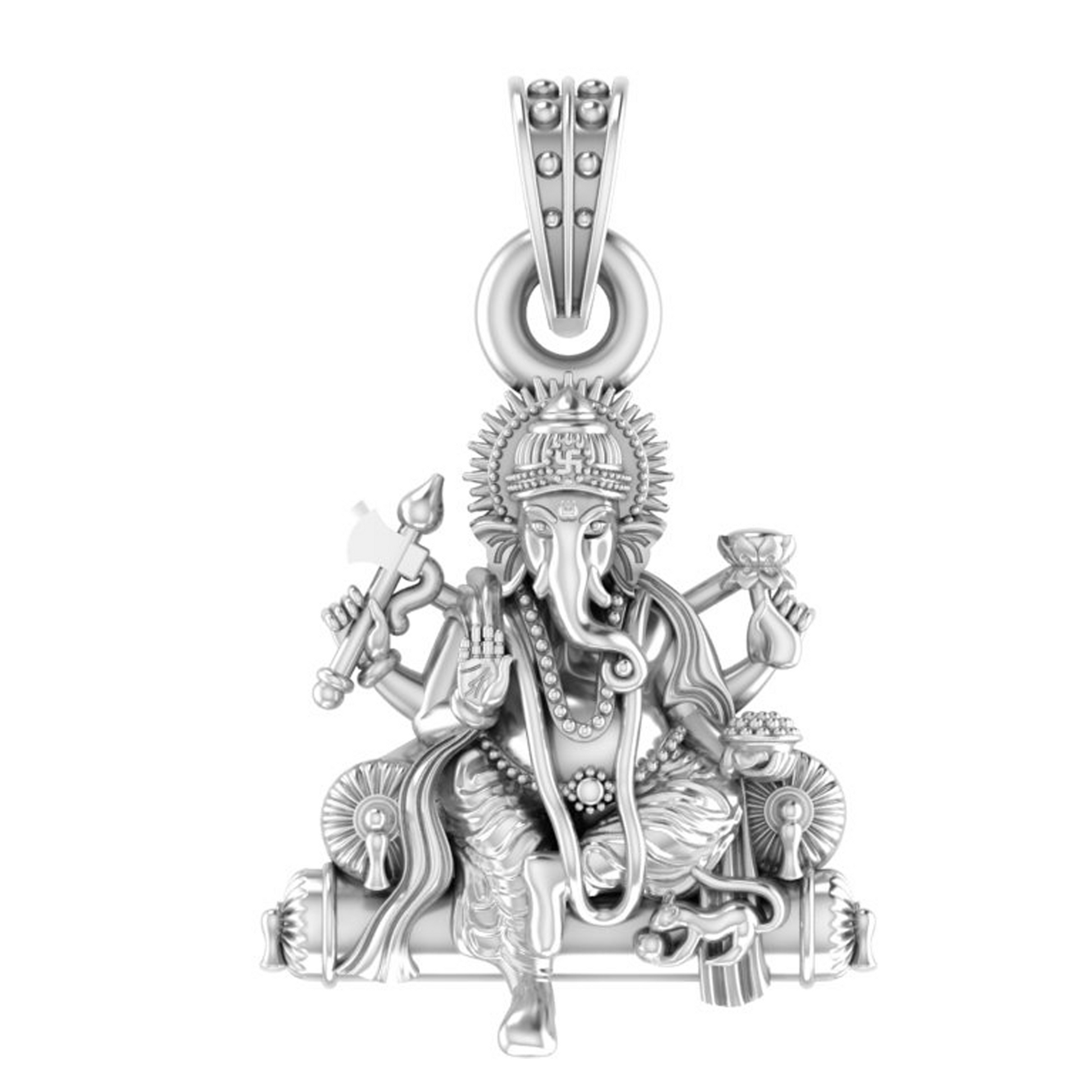 Akshat Sapphire Sterling Silver (92.5% purity) God Ganesh Pendant for Men & Women Pure Silver Lord Ganapathy Locket for Good Health & Wealth Akshat Sapphire