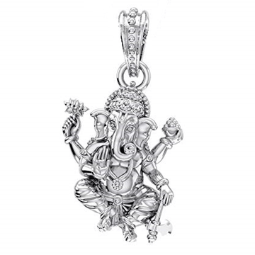 Akshat Sapphire Sterling Silver (92.5% purity) God Ganesh Pendant for Men & Women Pure Silver Lord Ganapathy Locket for Good Health & Wealth Akshat Sapphire