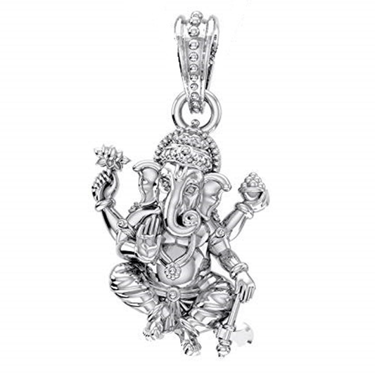 Akshat Sapphire Sterling Silver (92.5% purity) God Ganesh Pendant for Men & Women Pure Silver Lord Ganapathy Locket for Good Health & Wealth Akshat Sapphire