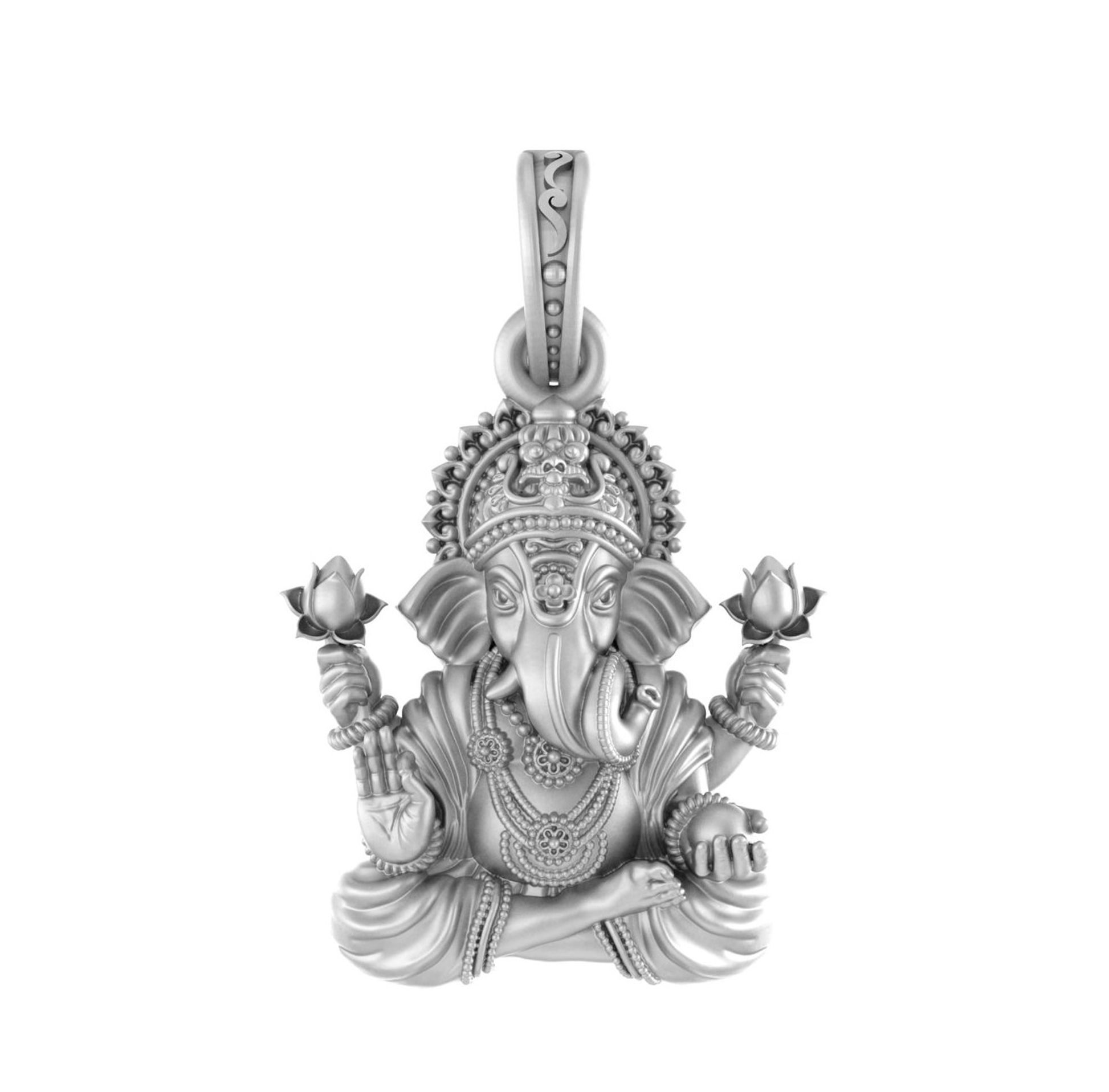 Akshat Sapphire Sterling Silver (92.5% purity) God Ganesh Pendant for Men & Women Pure Silver Lord Ganapathy Locket for Good Health & Wealth Akshat Sapphire
