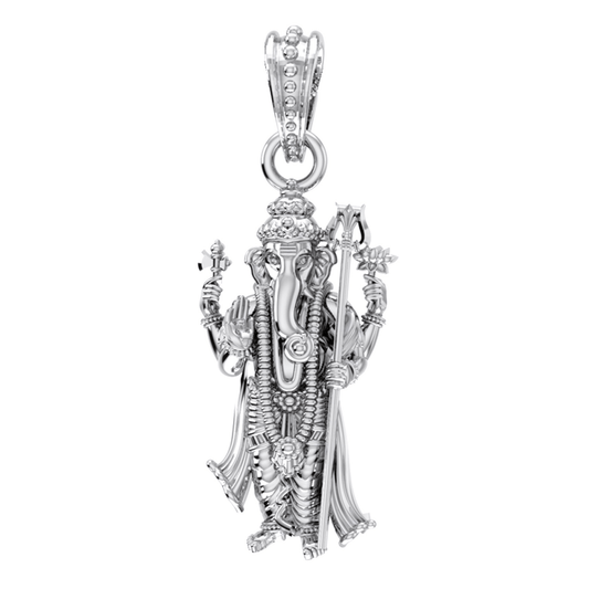 Akshat Sapphire Sterling Silver (92.5% purity) God Ganesh Pendant for Men & Women Pure Silver Lord Ganapathy Locket for Good Health & Wealth Akshat Sapphire