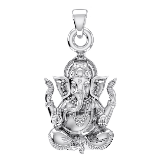 Akshat Sapphire Sterling Silver (92.5% purity) God Ganesh Pendant for Men & Women Pure Silver Lord Ganapathy Locket for Good Health & Wealth Akshat Sapphire