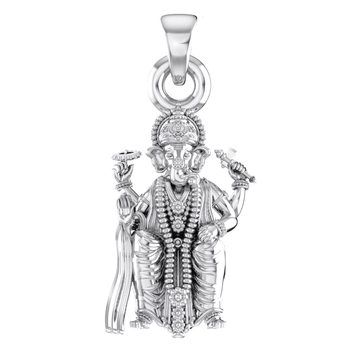 Akshat Sapphire Sterling Silver (92.5% purity) God Ganesh Pendant for Men & Women Pure Silver Lord Ganapathy Locket for Good Health & Wealth Akshat Sapphire