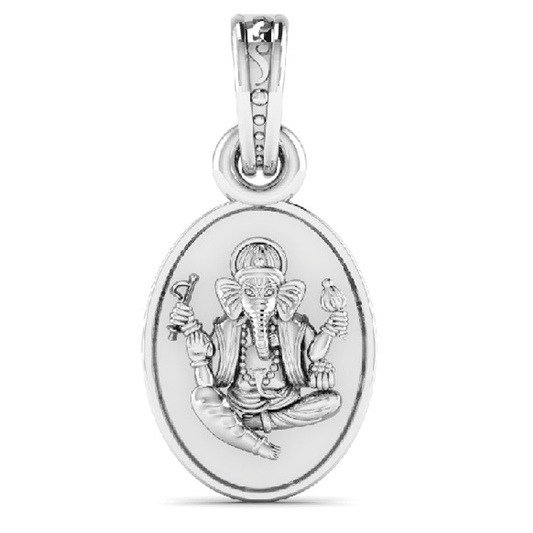 Akshat Sapphire Sterling Silver (92.5% purity) God Ganesh Pendant for Men & Women Pure Silver Lord Ganapathy Locket for Good Health & Wealth Akshat Sapphire