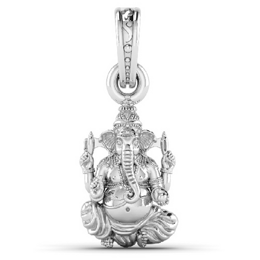 Akshat Sapphire Sterling Silver (92.5% purity) God Ganesh Pendant for Men & Women Pure Silver Lord Ganapathy Locket for Good Health & Wealth Akshat Sapphire