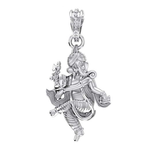 Akshat Sapphire Sterling Silver (92.5% purity) God Ganesh Pendant for Men & Women Pure Silver Lord Ganapathy Locket for Good Health & Wealth Akshat Sapphire