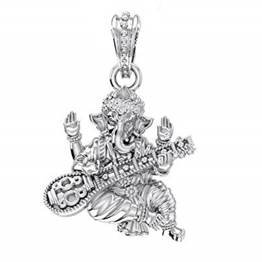 Akshat Sapphire Sterling Silver (92.5% purity) God Ganesh Pendant for Men & Women Pure Silver Lord Ganapathy Locket for Good Health & Wealth Akshat Sapphire