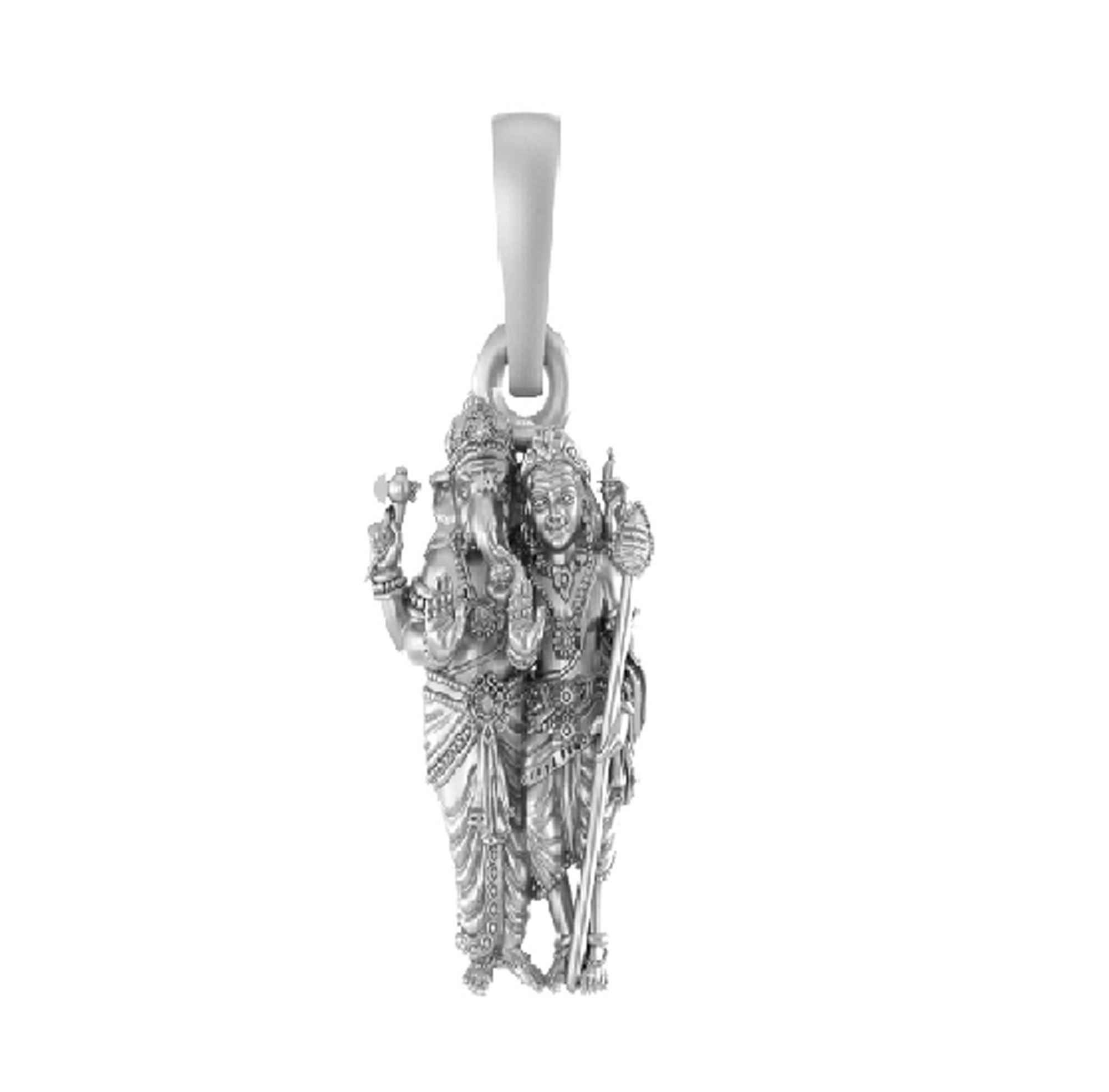 Akshat Sapphire Sterling Silver (92.5% purity) God Ganesh kartikeya Brother Pendant for Men & Women Pure Silver Lord Ganapathy Murugan Locket for Good Health & Wealth Akshat Sapphire