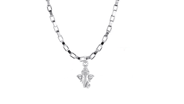 Akshat Sapphire Sterling Silver (92.5% purity) God Ganesha Chain Pendant (Pendant with Box Chain-22 inches) for Men & Women Pure Silver Lord Ganapathy Chain Locket for Good Health & Wealth Akshat Sapphire