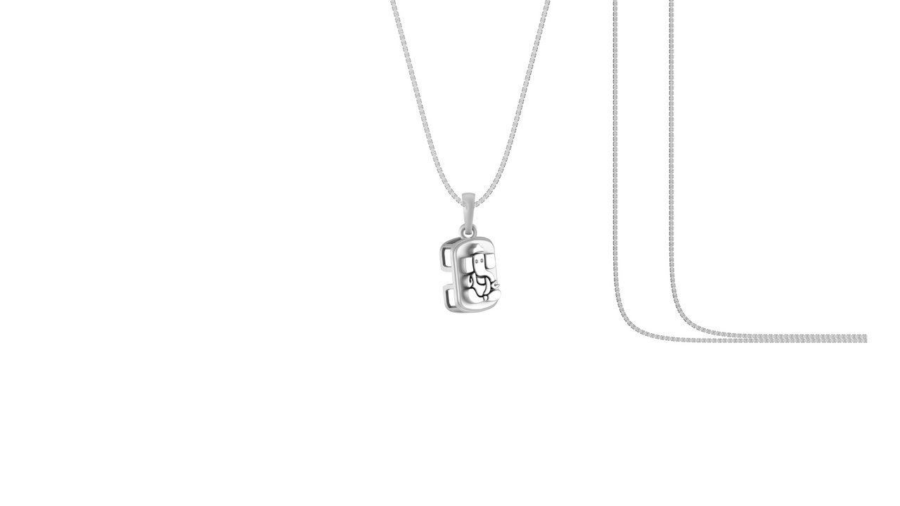 Akshat Sapphire Sterling Silver (92.5% purity) God Ganesha Chain Pendant (Pendant with Box Chain) for Men & Women Pure Silver Lord Ganapathy Chain Locket for Good Health & Wealth Akshat Sapphire