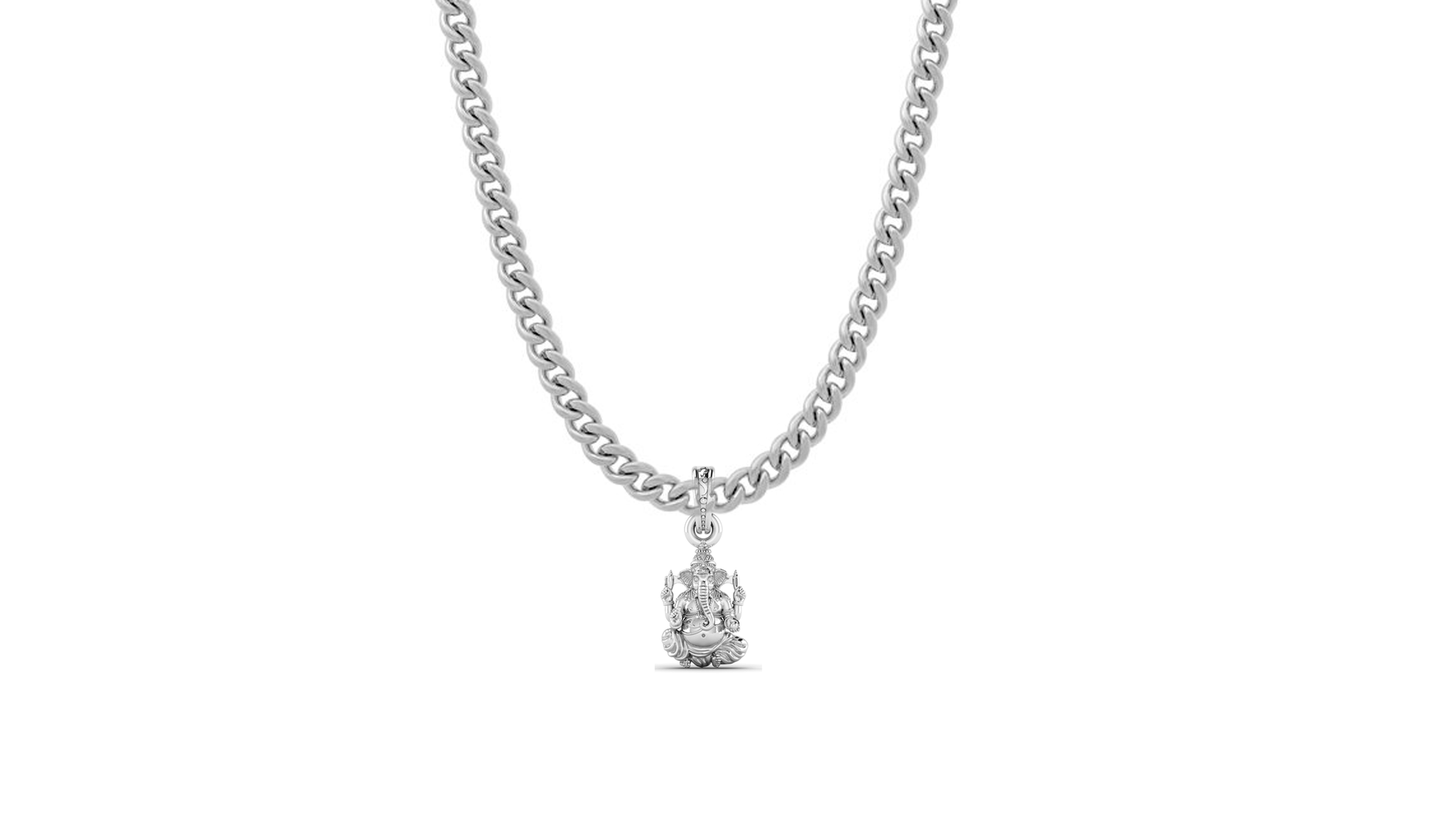Akshat Sapphire Sterling Silver (92.5% purity) God Ganesha Chain Pendant (Pendant with Curb Chain-22 inches) for Men & Women Pure Silver Lord Ganapathy Chain Locket for Good Health & Wealth Akshat Sapphire