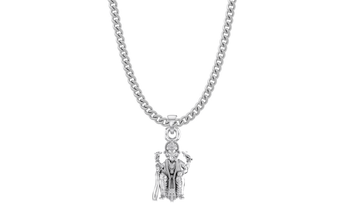 Akshat Sapphire Sterling Silver (92.5% purity) God Ganesha Chain Pendant (Pendant with Curb Chain-22 inches) for Men & Women Pure Silver Lord Ganapathy Chain Locket for Good Health & Wealth Akshat Sapphire