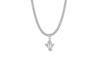 Akshat Sapphire Sterling Silver (92.5% purity) God Ganesha Chain Pendant (Pendant with Curb Chain-22 inches) for Men & Women Pure Silver Lord Ganapathy Chain Locket for Good Health & Wealth Akshat Sapphire