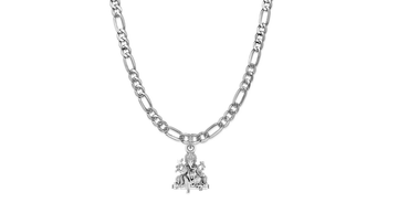 Akshat Sapphire Sterling Silver (92.5% purity) God Ganesha Chain Pendant (Pendant with Figaro Chain-22 inches) for Men & Women Pure Silver Lord Ganapathy Chain Locket for Good Health & Wealth Akshat Sapphire